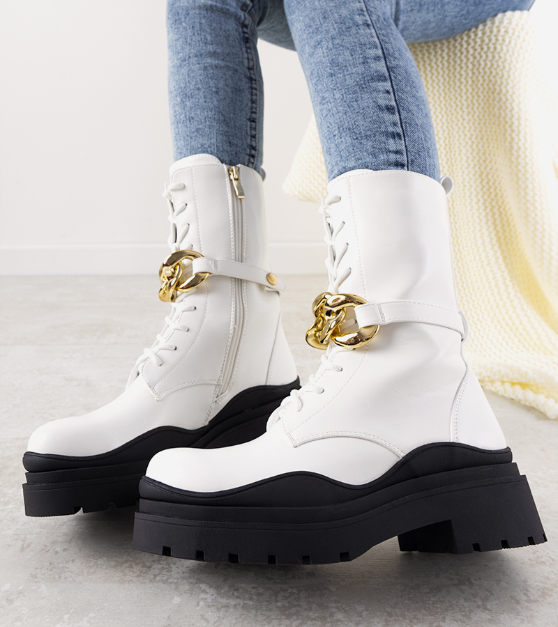 White boots Rock It White | NEW IN WOMEN \ BOOTS \ FLAT ANKLE BOOTS ...